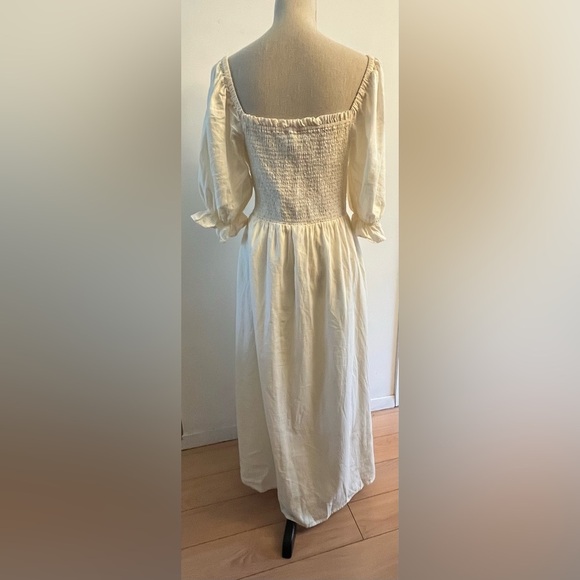 Gap Milk Maid Midi Dress XL Puff Sleeves Buttercup Yellow - Picture 3 of 11
